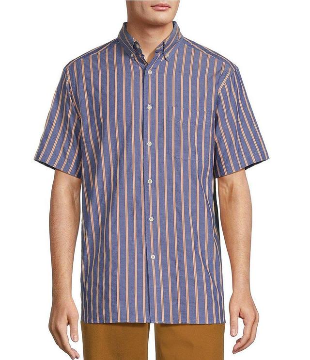 Roundtree & Yorke Short Sleeve Stripe Dobby Sport Shirt Product Image