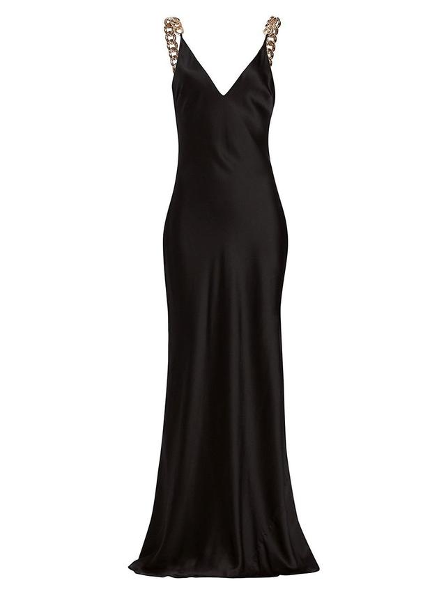 Womens Jet Chain Strap Silk Gown Product Image