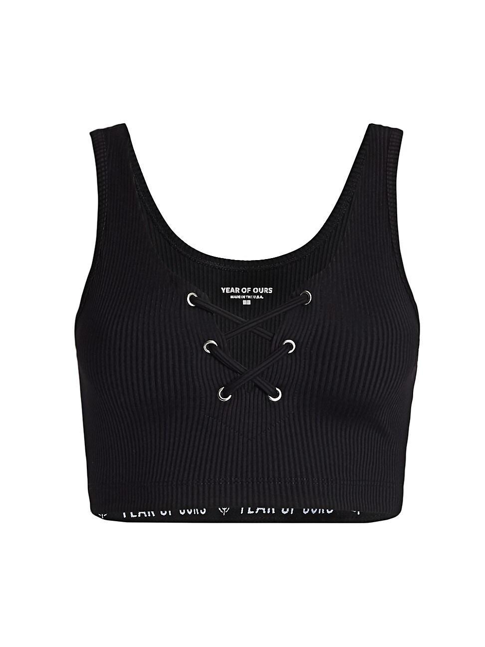 Womens Football Ribbed Lace-Up Sports Bra Product Image