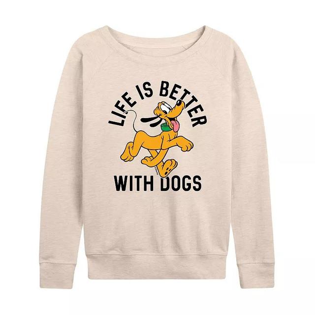 Disneys Pluto Womens Life Is Better With Dogs Slouchy Graphic Sweatshirt, Girls Product Image