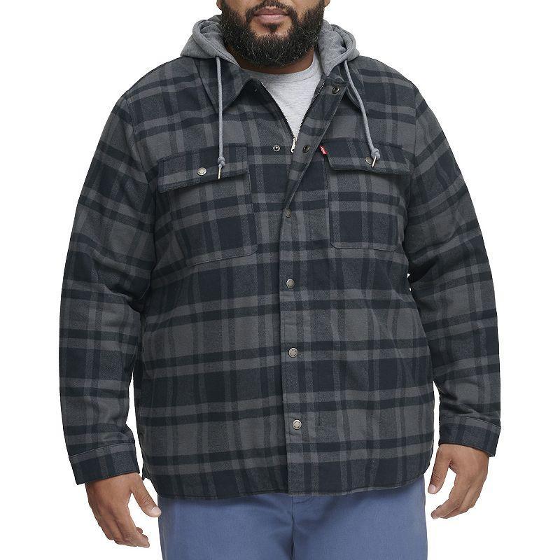 Big & Tall Levis Plaid Sherpa-Lined Hooded Shirt Jacket, Mens Pink Product Image