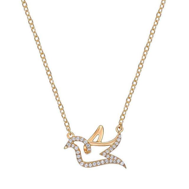 Gemminded 18k Gold Over Sterling Silver 1/8 Carat T.W. Diamond Bird Pendant Necklace, Womens White Product Image