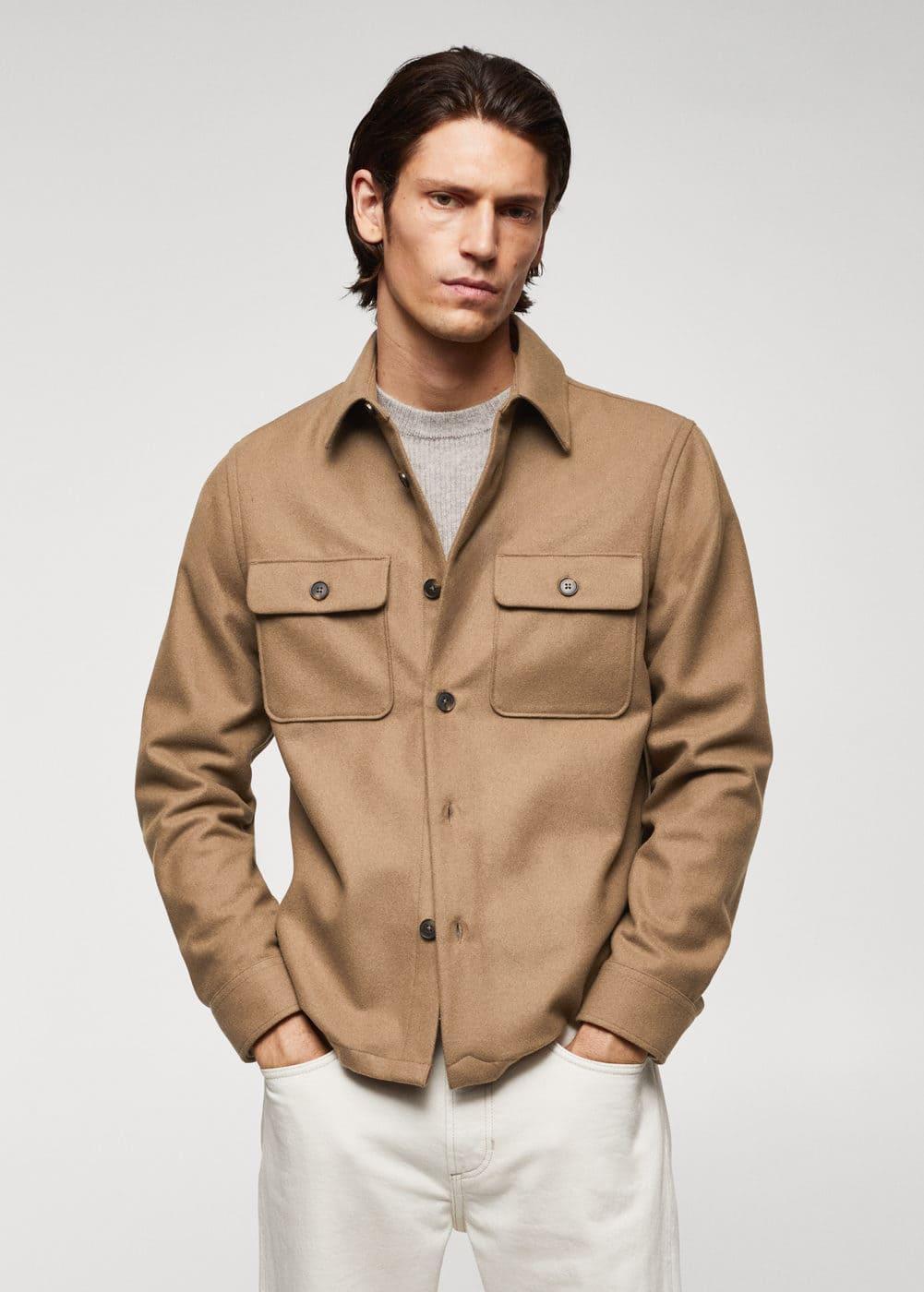 MANGO MAN - Wool overshirt with pockets brownMen Product Image