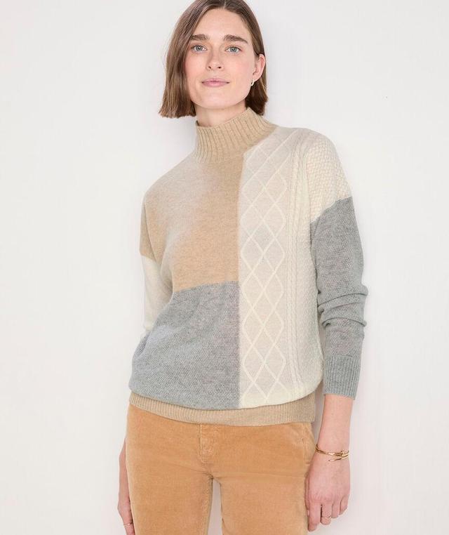 Cashmere Patchwork Mockneck Sweater Product Image