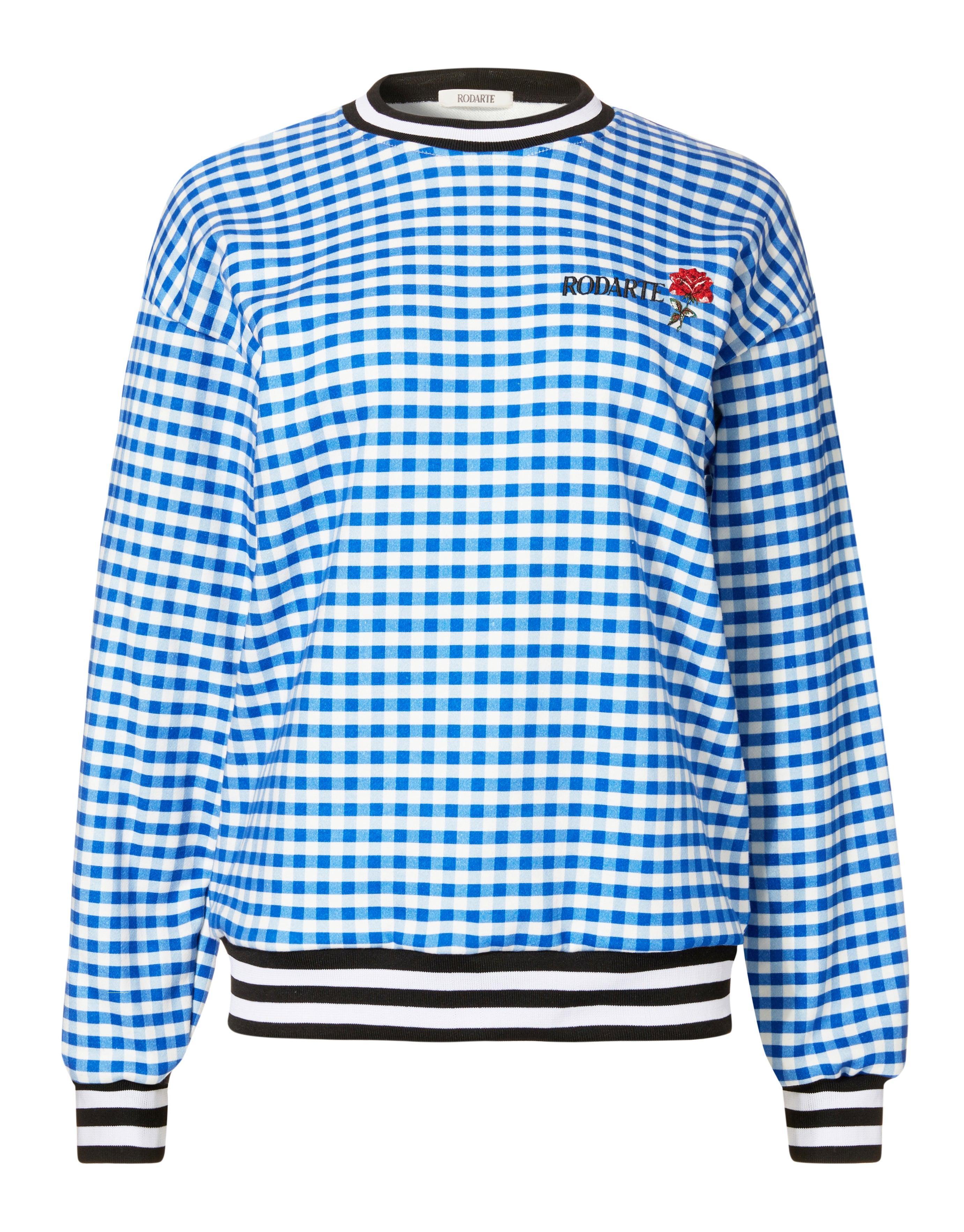 Gingham Embroidered Sweatshirt Product Image