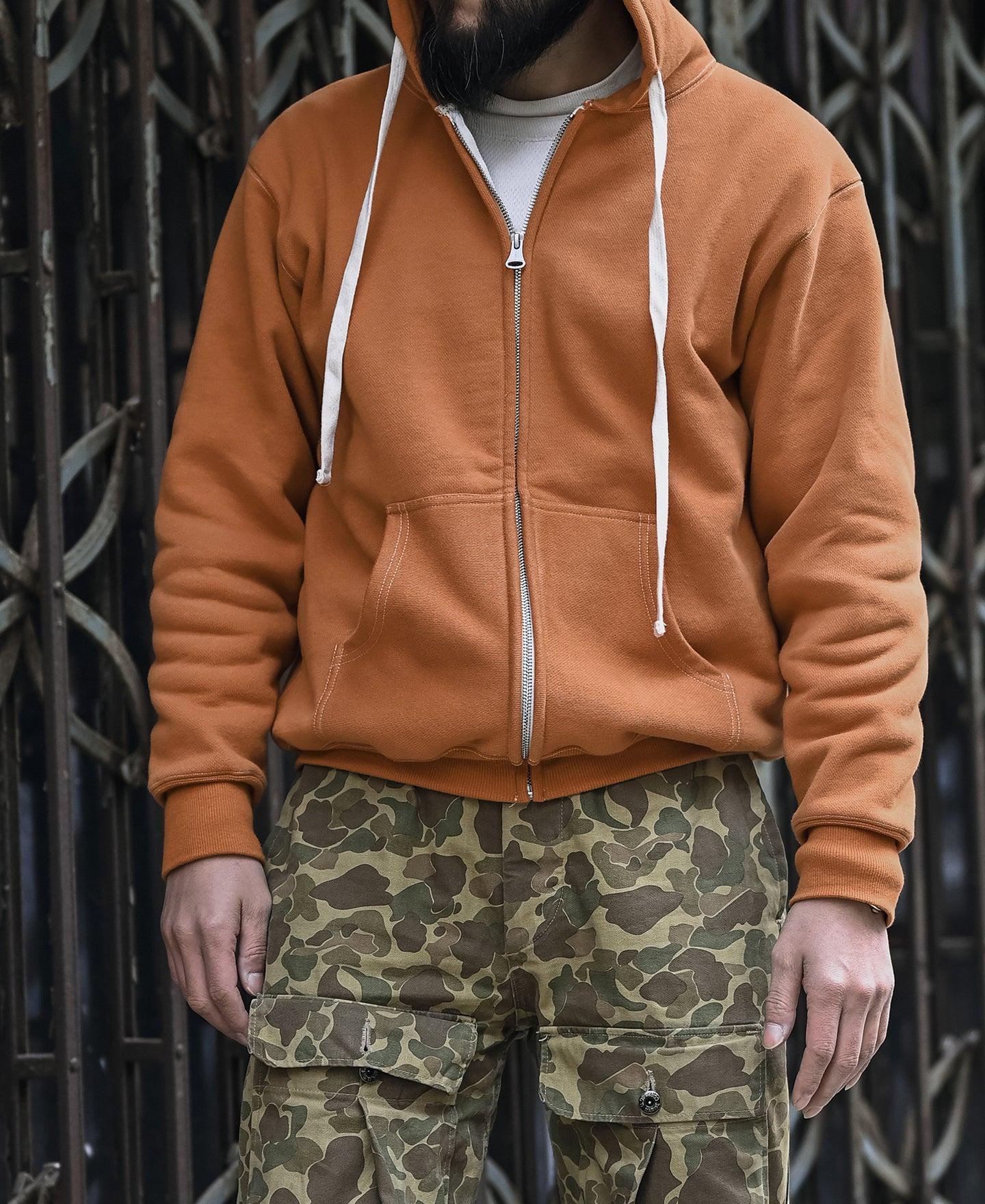 1950s Wind Shield Full-Zip Thermal Hoodie - Orange Product Image