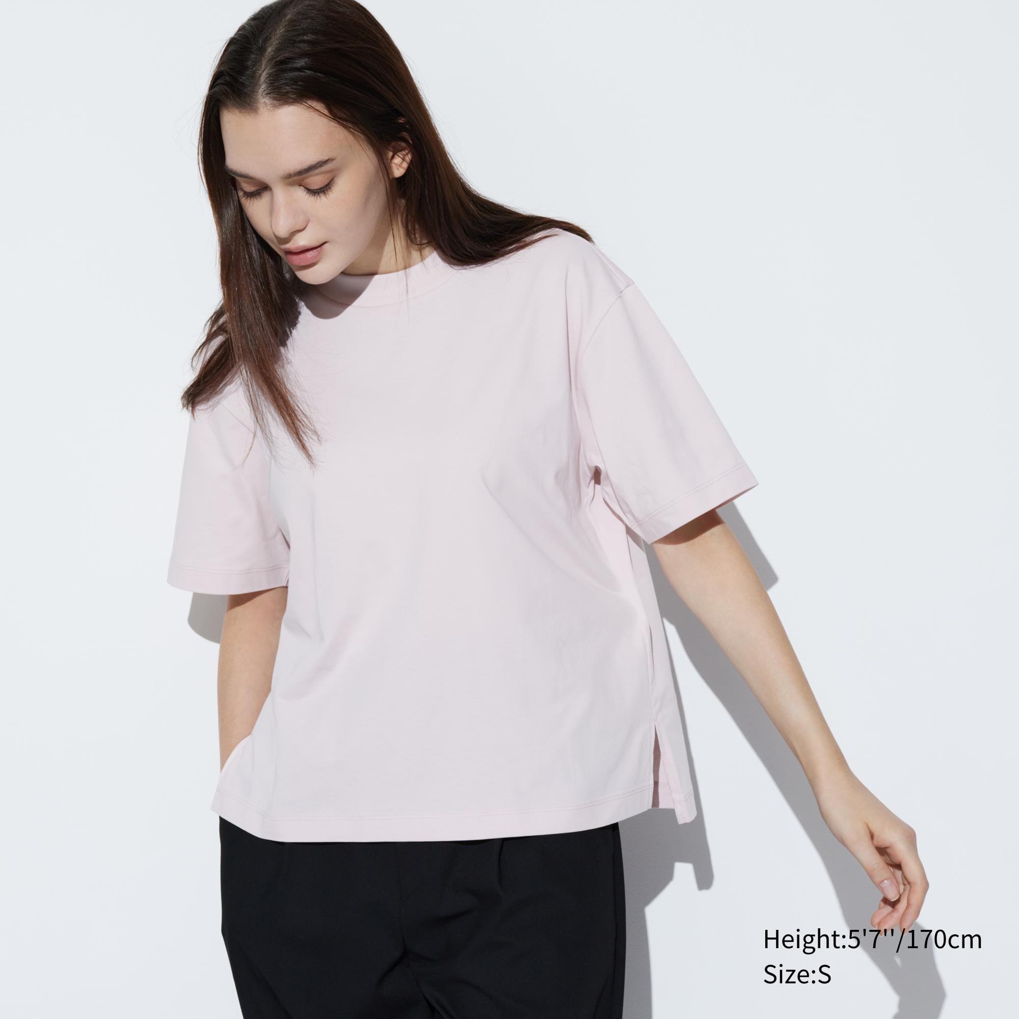 Womens Airism Cotton Short-Sleeve T-Shirt Pink Large UNIQLO US product image