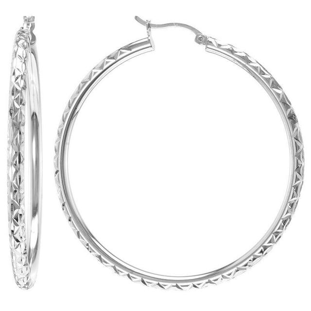 Judy Crowell Sterling Silver Textured Hoop Earrings, Womens Product Image