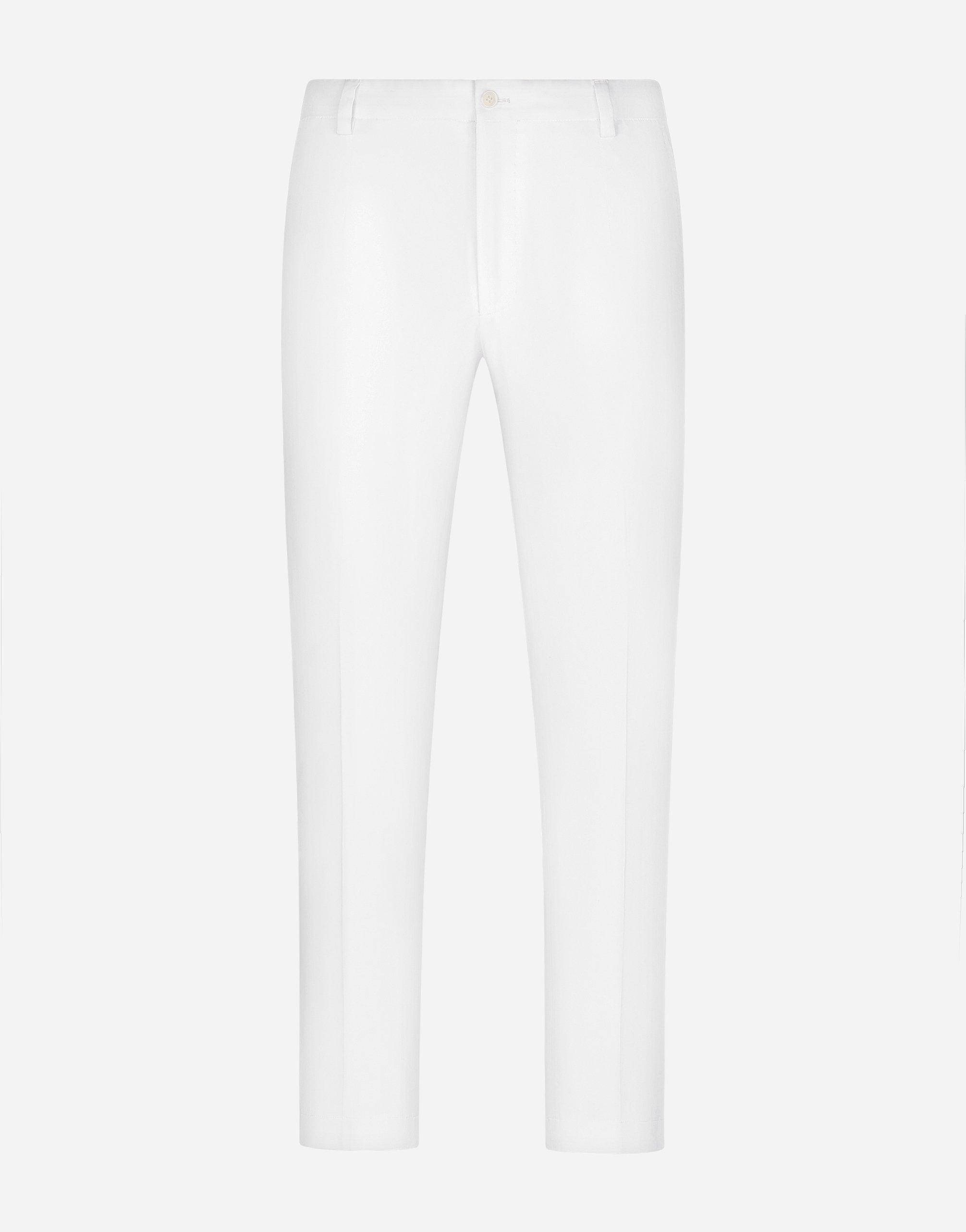 Stretch Cotton Pants With Dg Patch In White Product Image