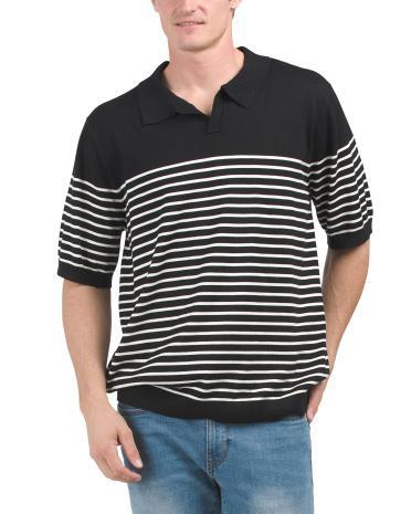 Coastal Striped Sweater Polo T-shirt for Men Product Image