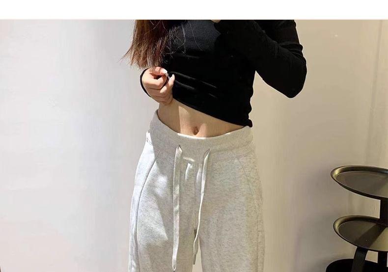 Drawstring Waist Plain Wide Leg Sweatpants Product Image