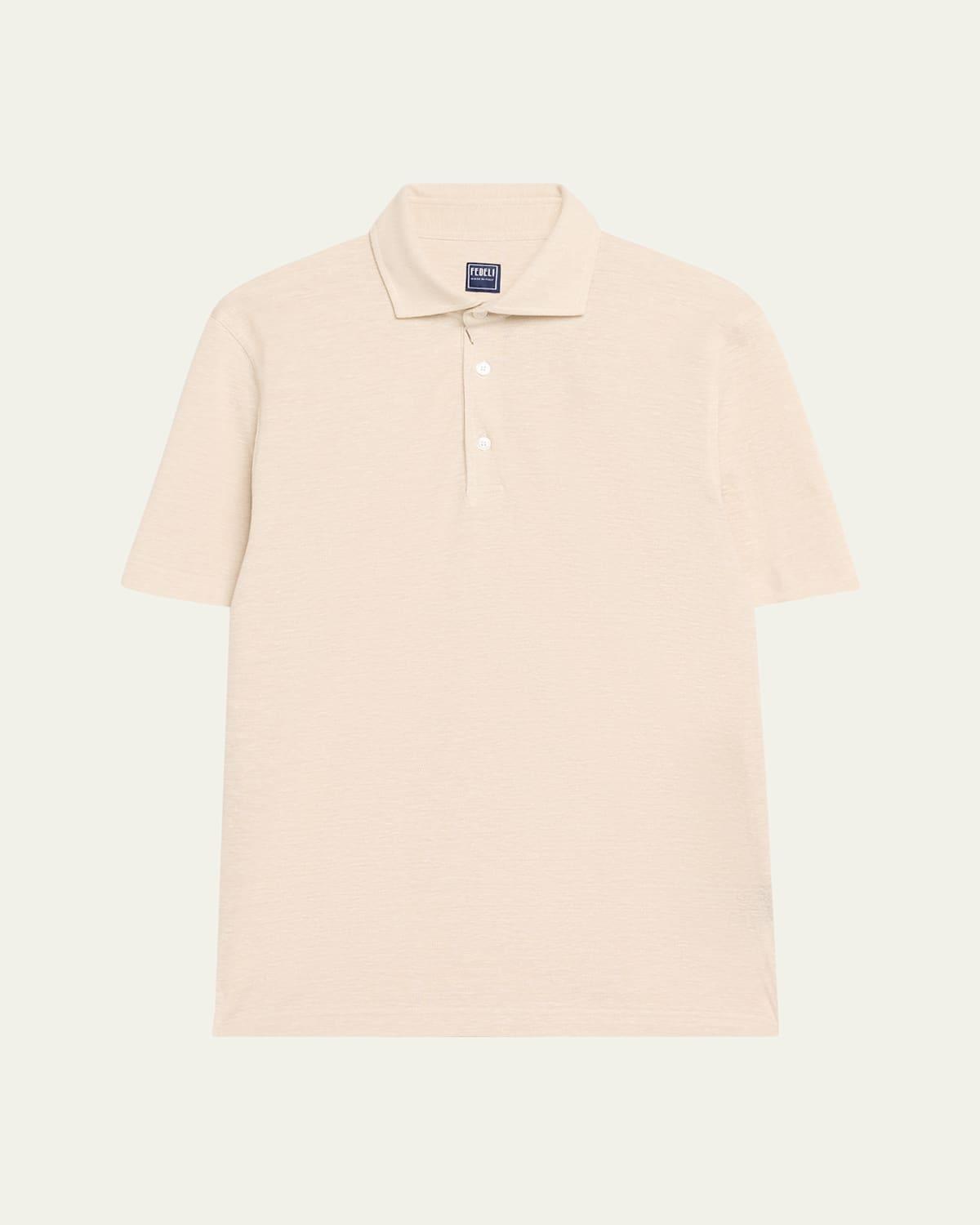 Mens Linen-Cotton Pique Polo Shirt Product Image