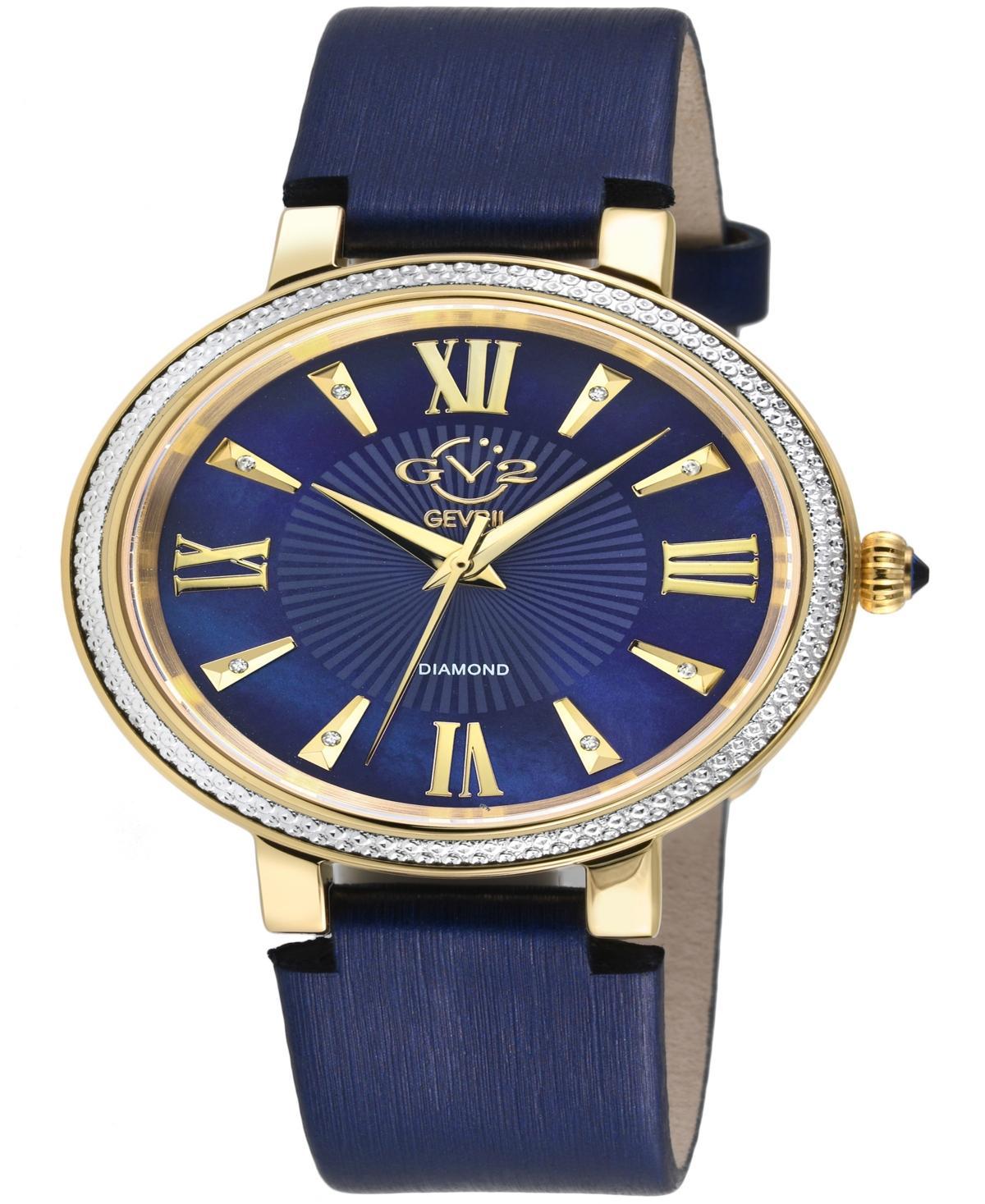 Gevril Womens Genoa Swiss Quartz Italian Blue Leather Strap Watch 36mm Product Image