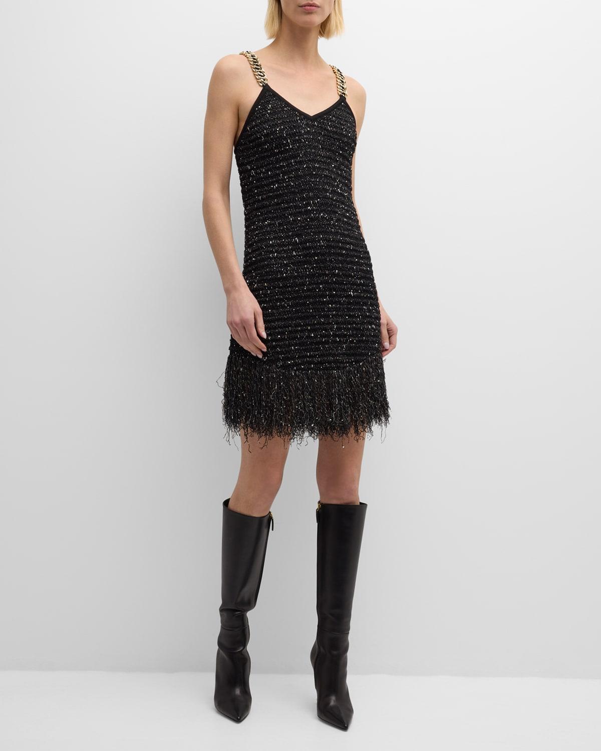 Womens Metallic Tweed Chain Minidress Product Image