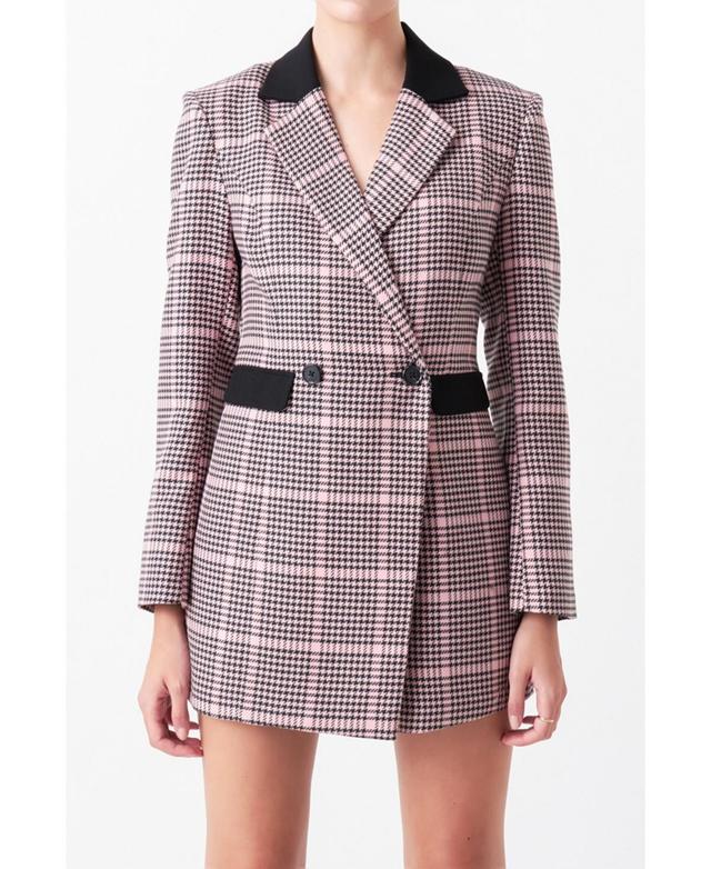 Womens Houndstooth Contrast Romper Product Image