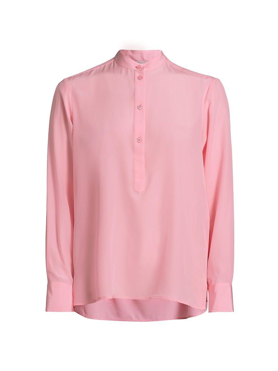 Womens Iconic Silk Half-Button Shirt Product Image