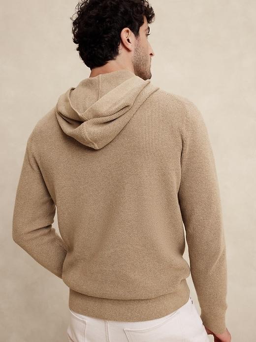 Cotton-Blend Textured Hoodie Sweater Product Image