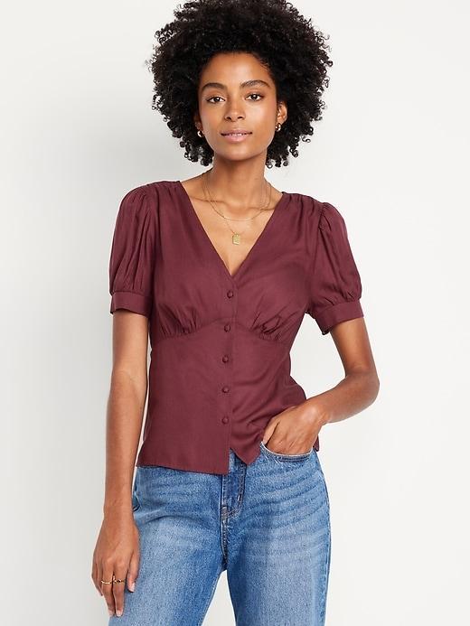 Waist-Defined Crepe Top Product Image