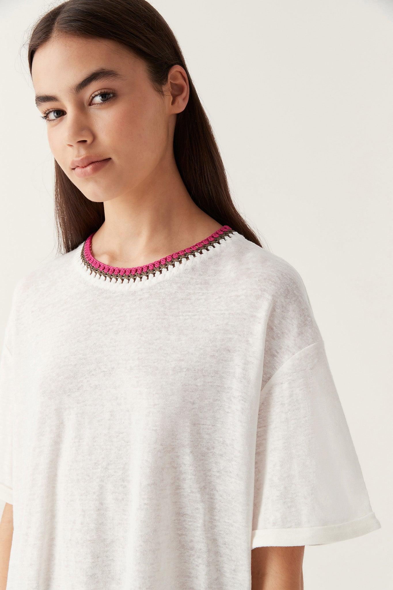 Tazia Crochet Neckline Tee Product Image