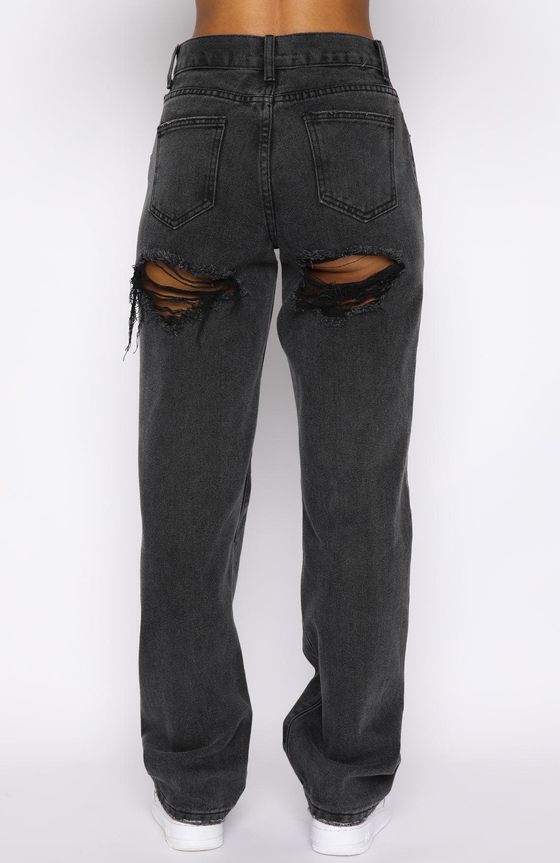 Taking A Trip Mid Rise Straight Leg Jeans Acid Black Product Image