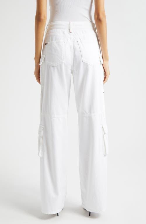 ALICE AND OLIVIA Baggy Cargo Wide Leg Jeans In White Product Image