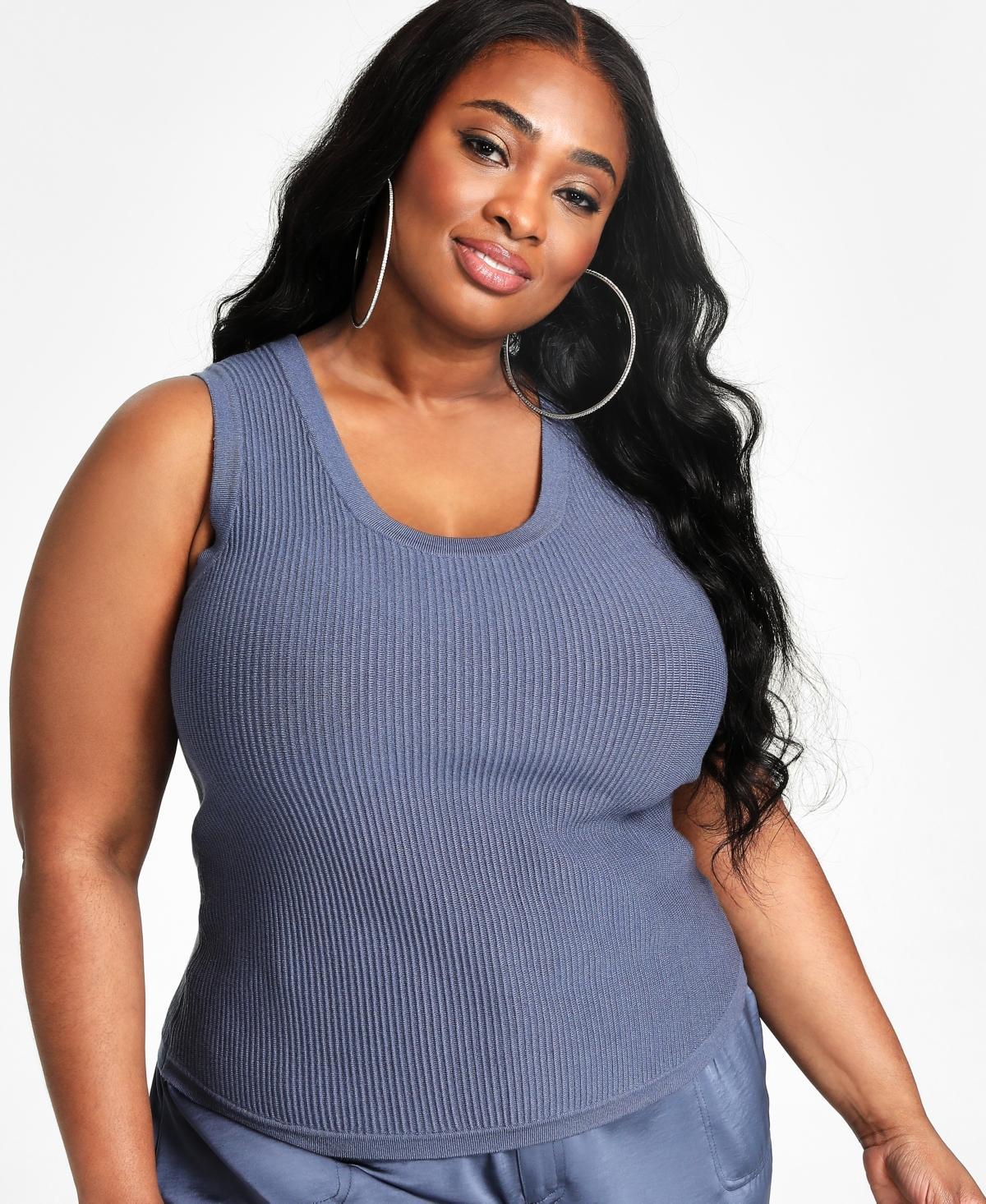 Nina Parker Trendy Plus Size Ribbed Sweater Tank Top Product Image