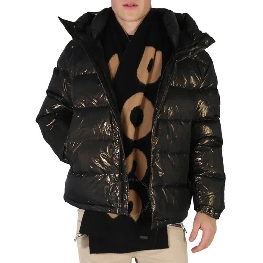 Men's Gold Monogram Badge Water-repellent Down Jacket In Gold Tone Product Image