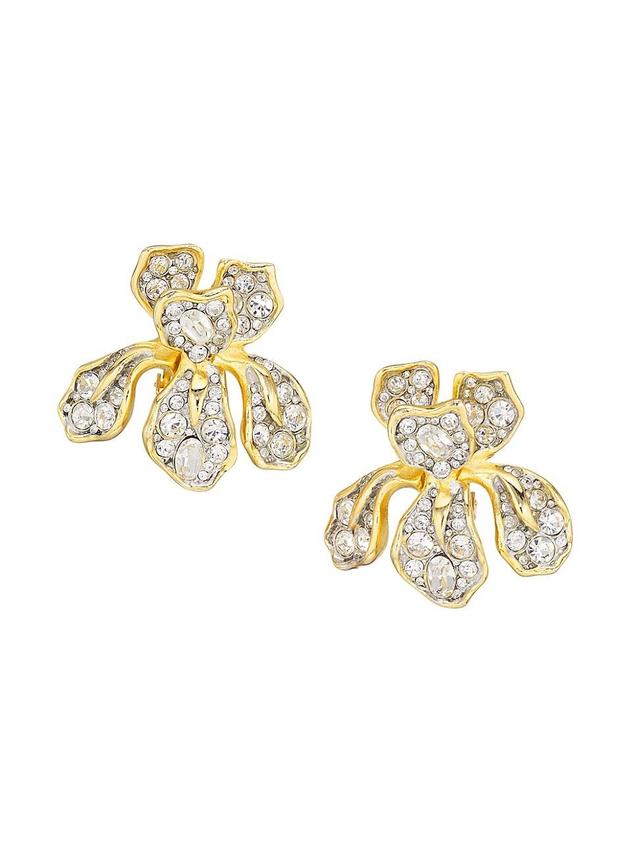 Womens 22K Goldplated Iris Pav Flower Earrings Product Image