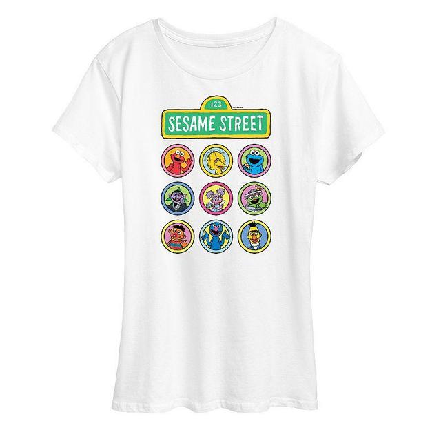 Womens Sesame Street Character Grid Graphic Tee, Girls Heather Grey Product Image