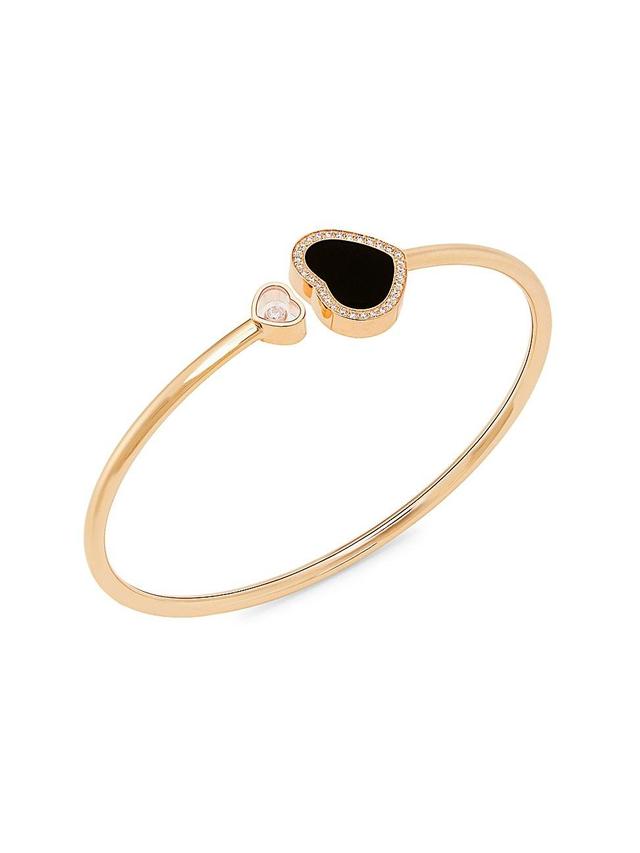 Womens Happy Diamonds Happy Hearts 18K Rose Gold, Diamond & Onyx Bangle Product Image