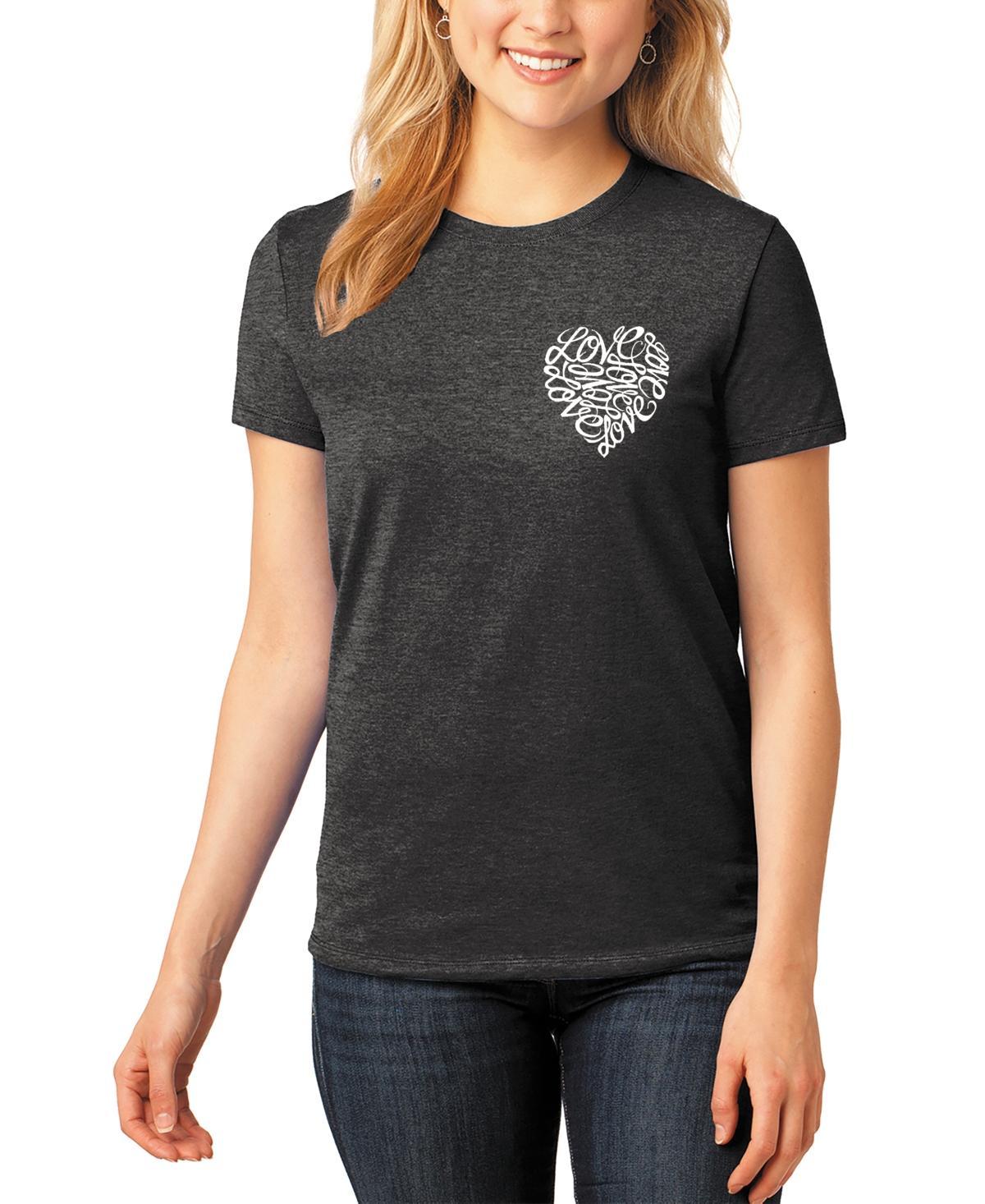 La Pop Art Womens Premium Blend Word Art Cursive Heart T-Shirt Product Image