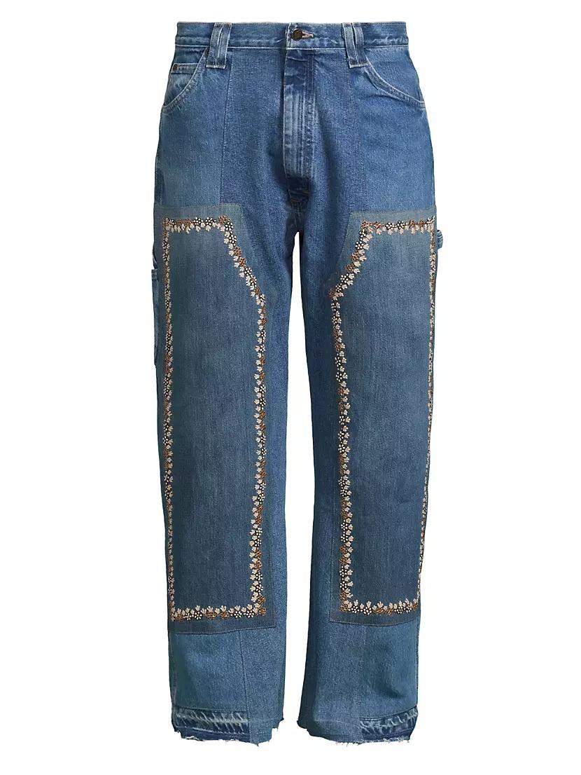 Double Knee Raw-Edge Jeans Product Image