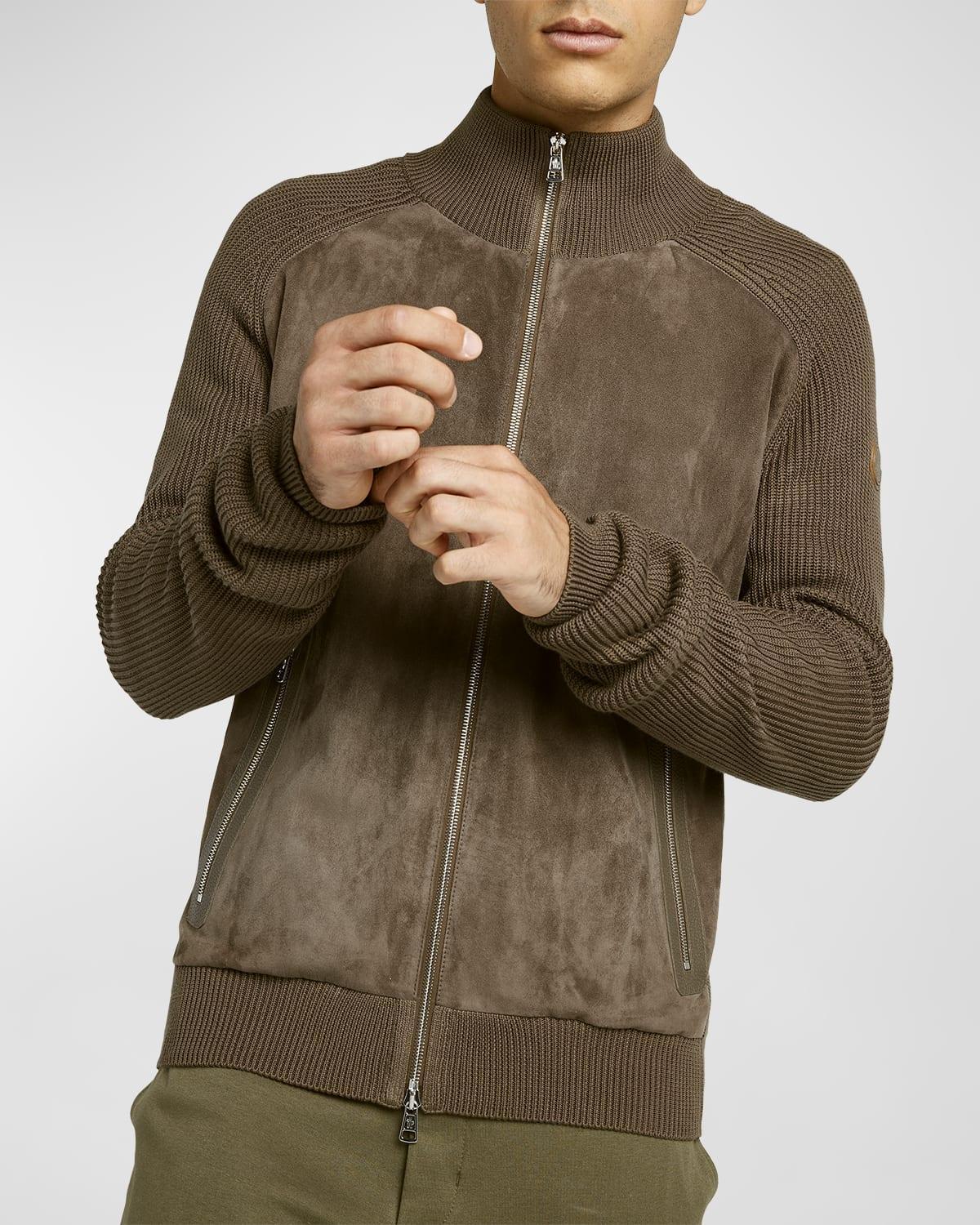 Mens Suede Knit Zip Cardigan Product Image