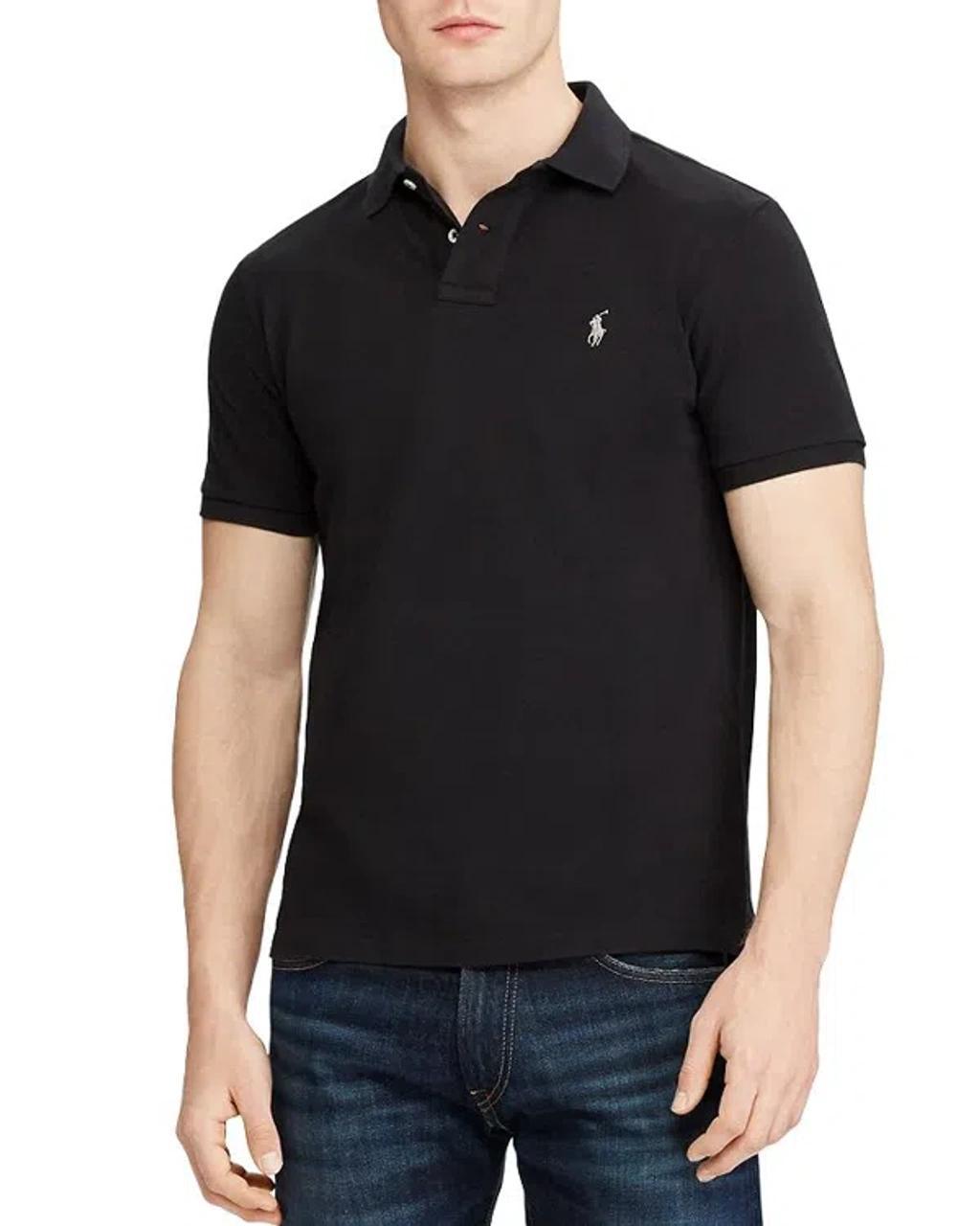 Custom Slim Fit Mesh Polo Shirt In Polo Black Product Image