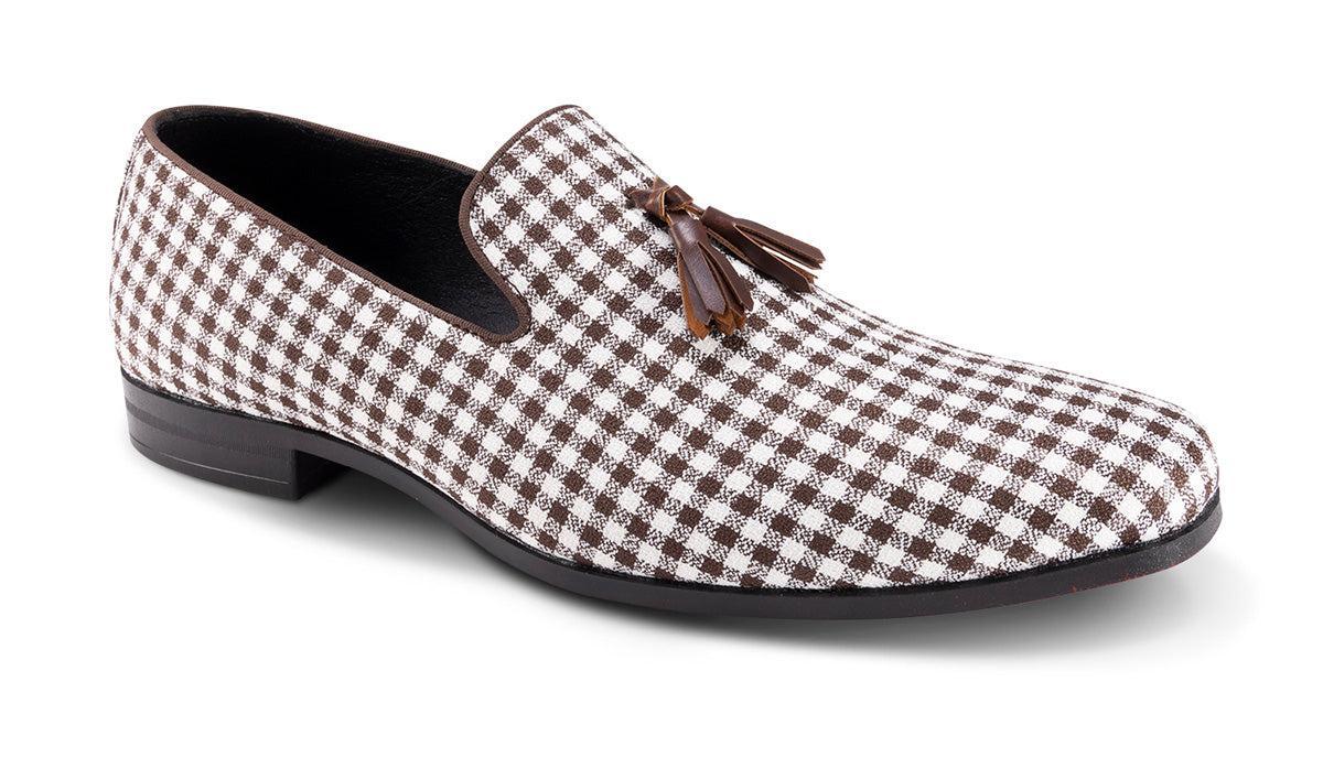 Brown Checkered Tassel Loafer Product Image