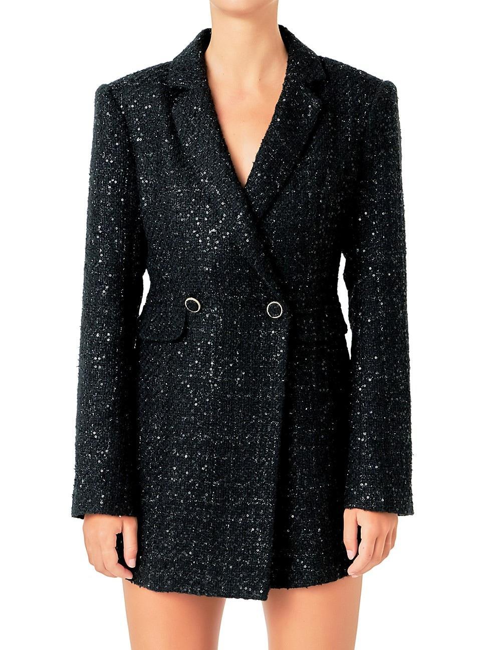 Womens Tweed Blazer Romper Product Image