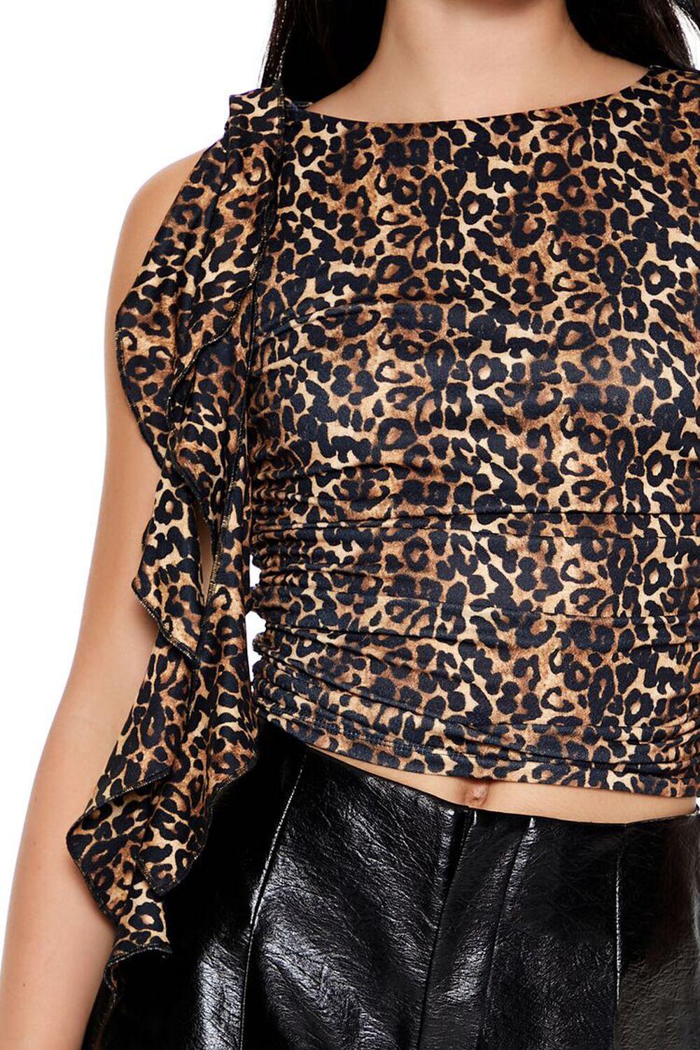 Leopard Ruffle Cropped Tank Top | Forever 21 Product Image