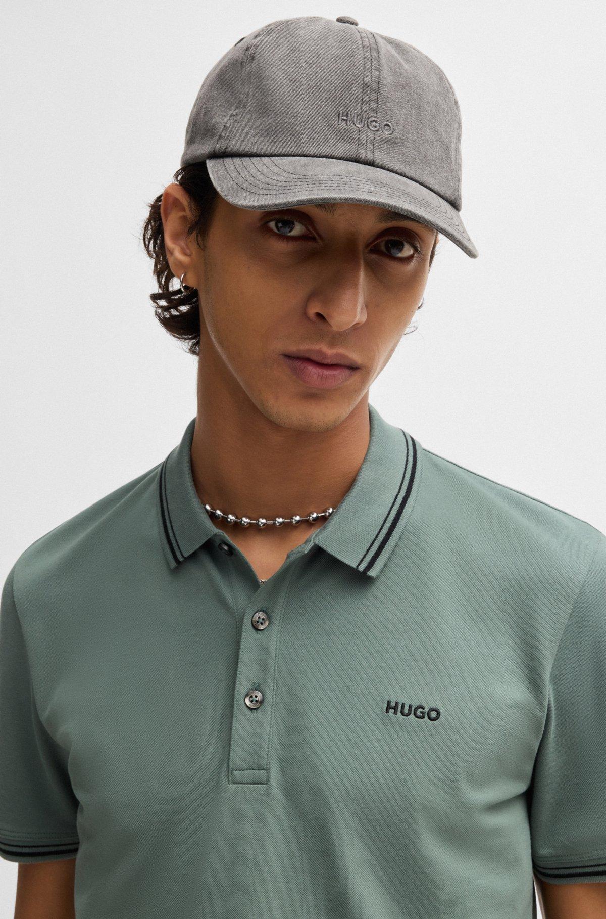 Stretch-cotton slim-fit polo shirt with printed logo Product Image