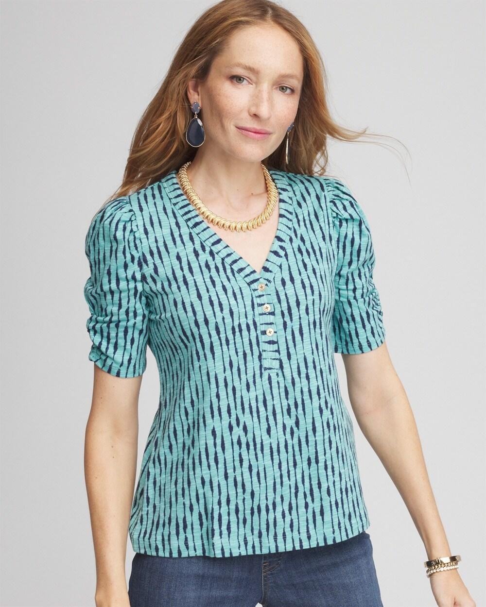 Women's Shirred Sleeve Henley Tee product image