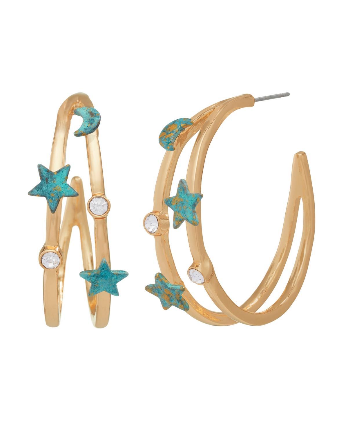 Robert Lee Morris Soho Womens Celestial Patina Wire Hoop Earrings Product Image