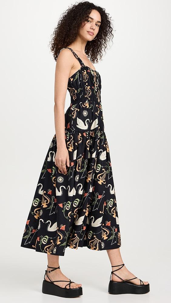 KITRI Isobel Black Cygnus and Lyra Print Midi Dress | Shopbop Product Image