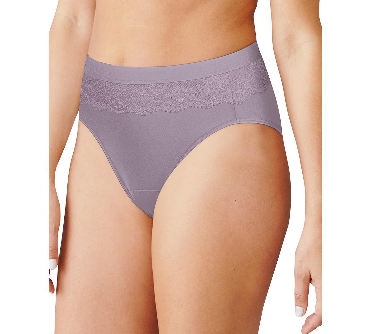 Womens Bali Beautifully Confident Hi-Cut Panty with Leak Protection Liner DFLLH1 Soft Brown Product Image