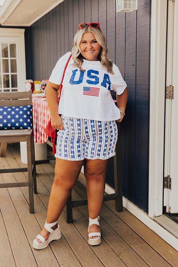 Judy Blue Dreaming In Stars And Stripes High Waist Shorts Curves Product Image