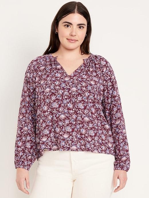 Ruffled Split-Neck Top Product Image