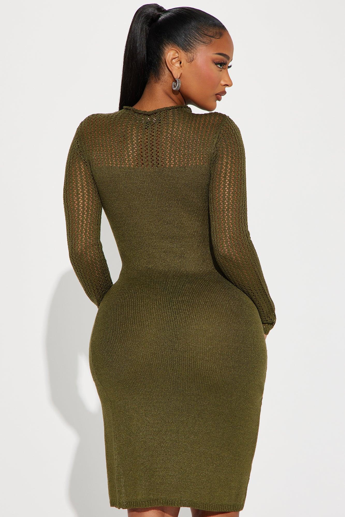 Cora Sweater Midi Dress - Olive Product Image