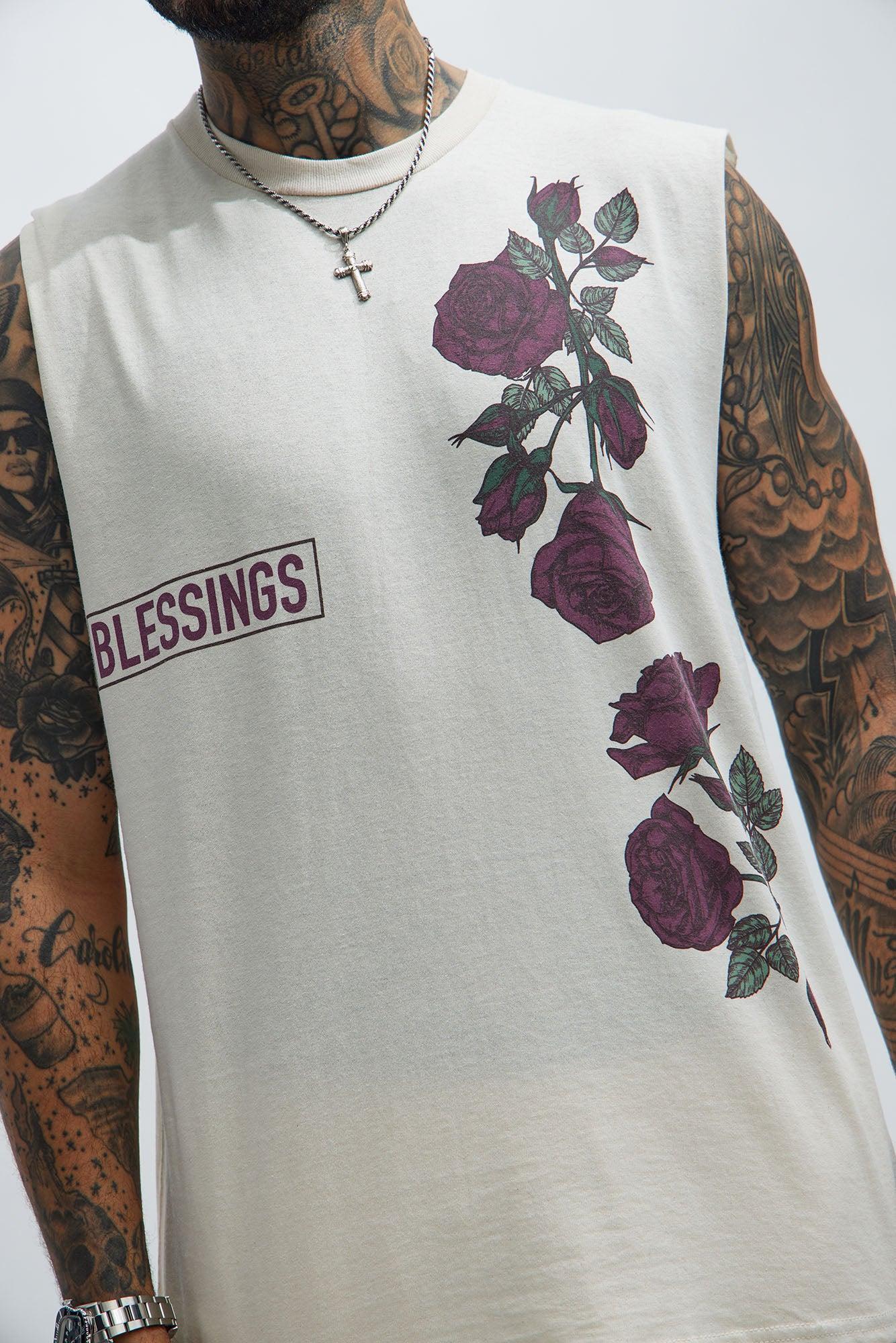 Count Your Blessings Sleeveless Tee - Natural/Combo Product Image