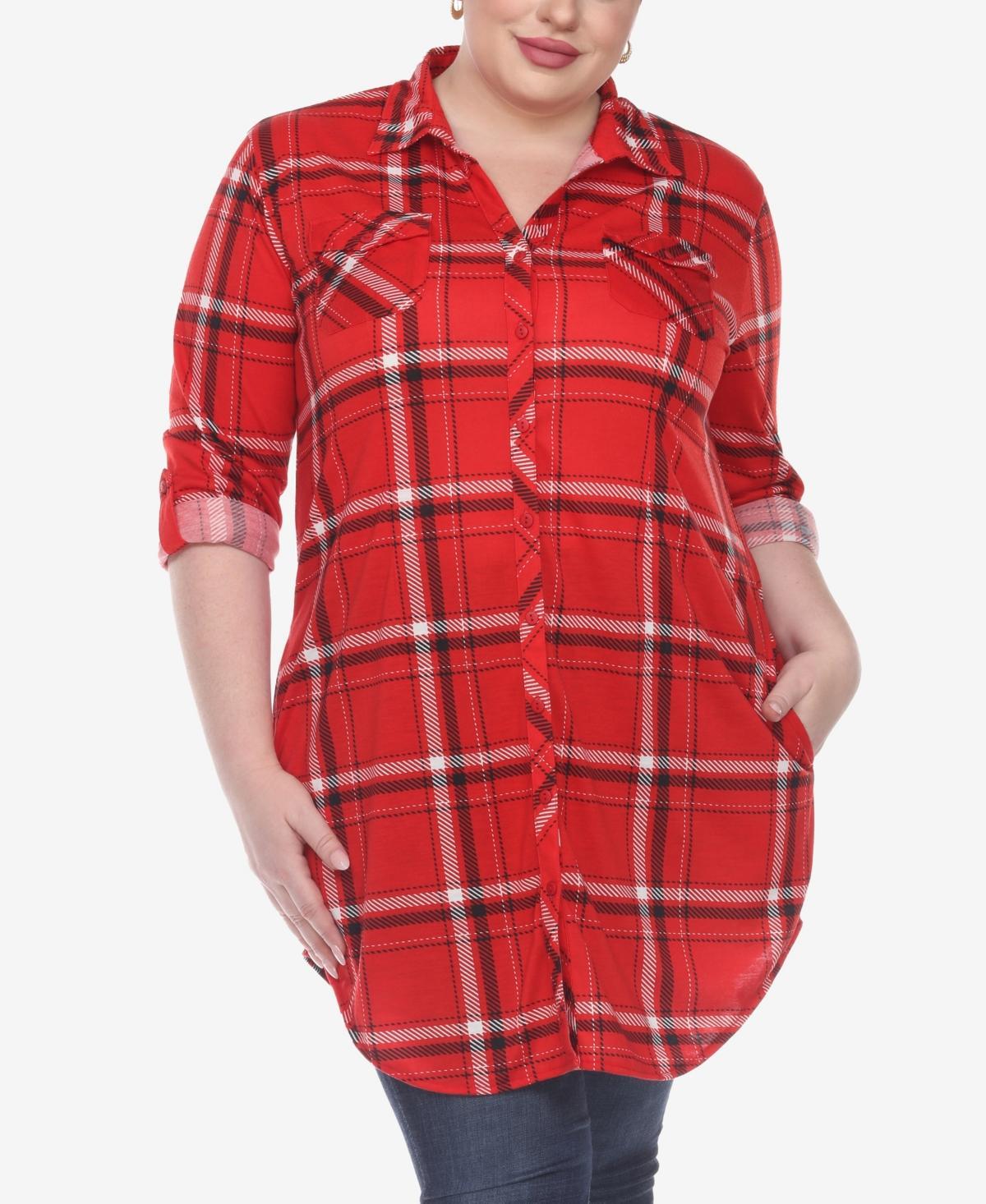 White Mark Plus Size Plaid Tunic Top Product Image