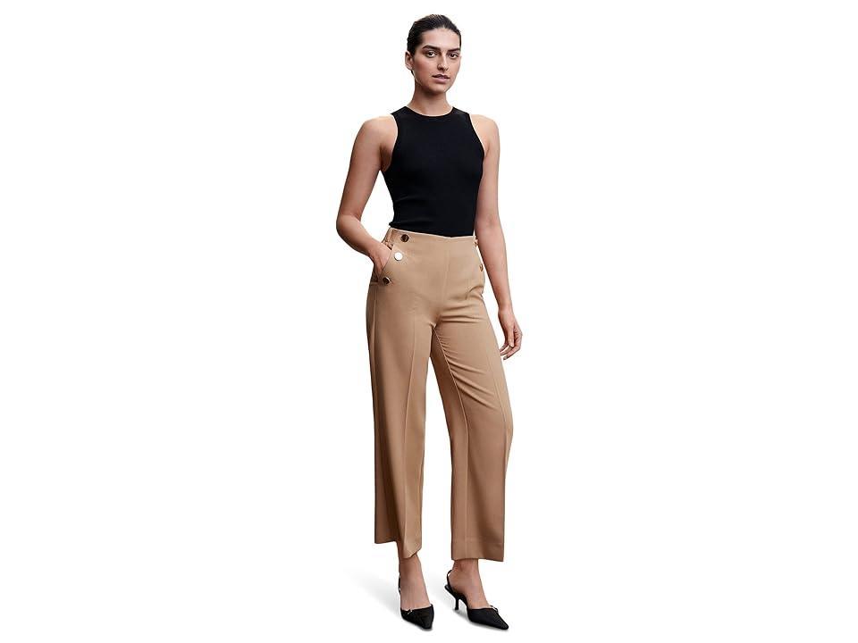 MANGO - Cropped button pants medium brown - S - Women Product Image