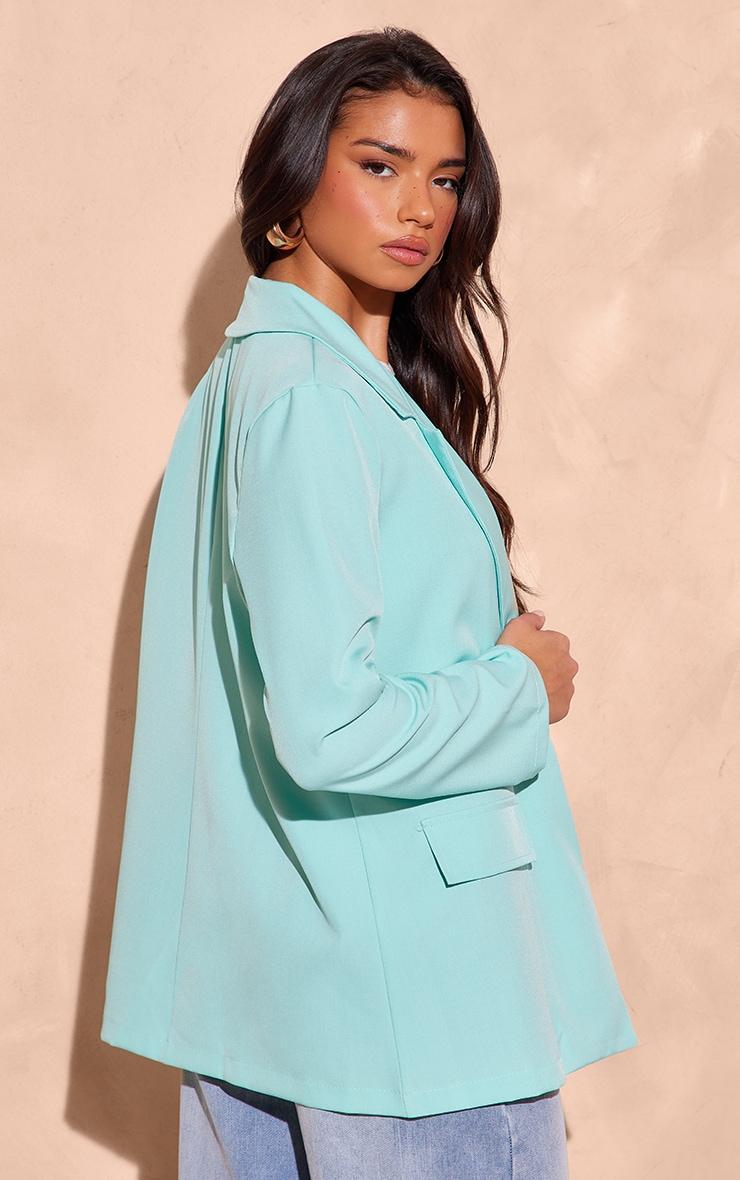 Mint Linen Look Minimal Blazer Product Image