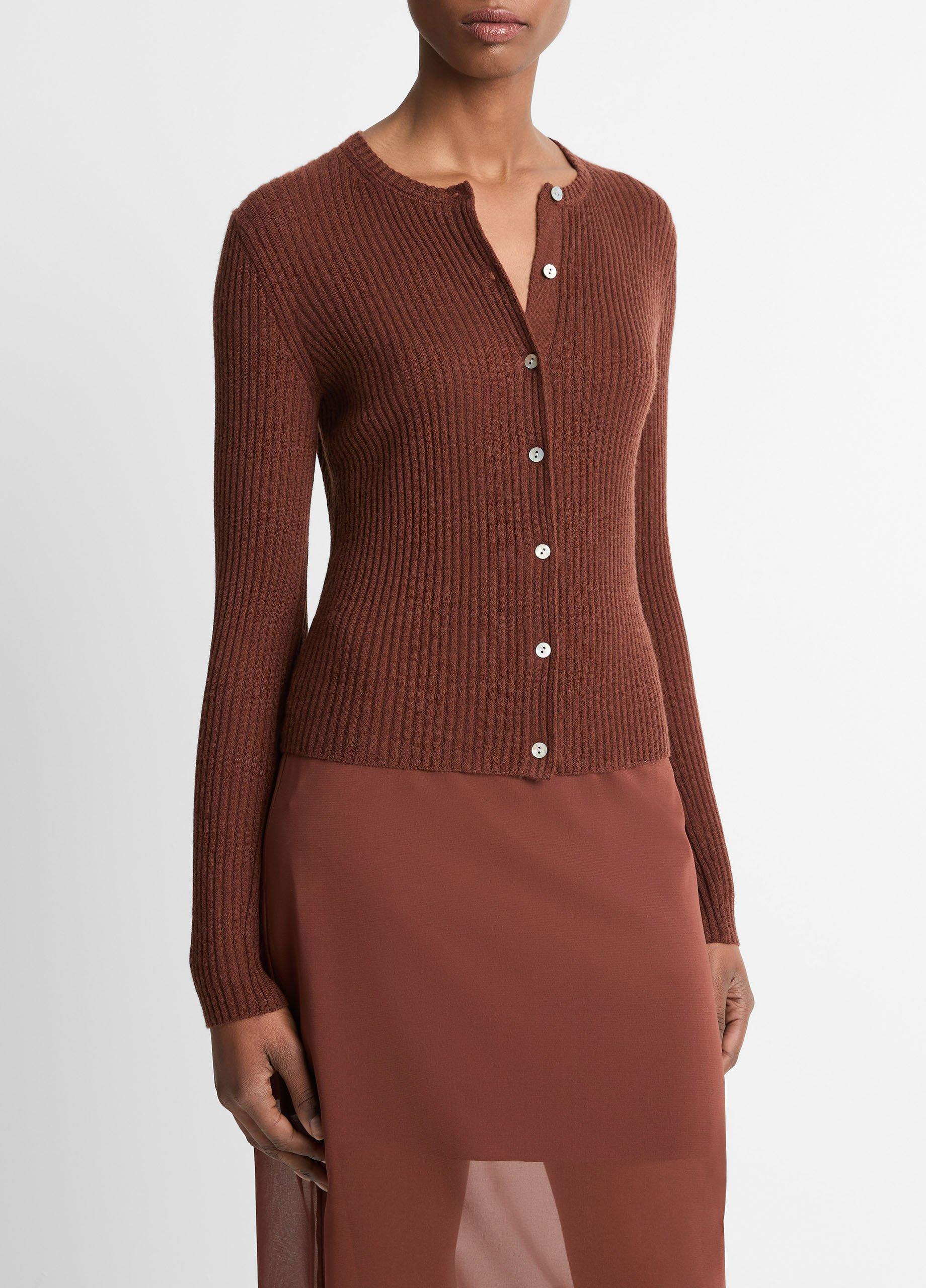 Cashmere-Silk Ribbed Cardigan Product Image